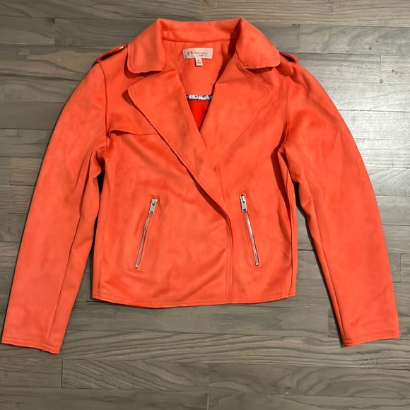 Philosophy Jackets & Blazers - Philosophy | Faux Leather Jacket | Orange | Sz M | Tiny hole (see last pic)